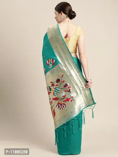 Womens Paithani Silk Saree With Unstitched Blouse Piece-thumb2