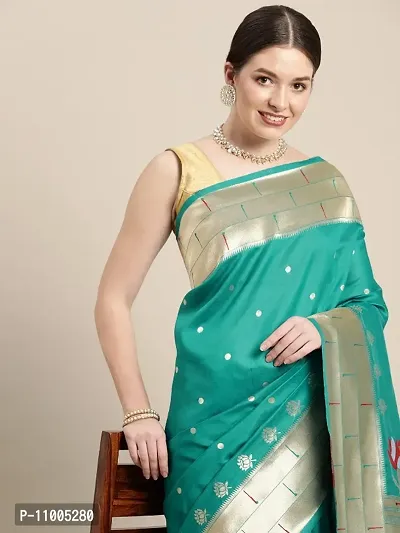 Womens Paithani Silk Saree With Unstitched Blouse Piece-thumb3