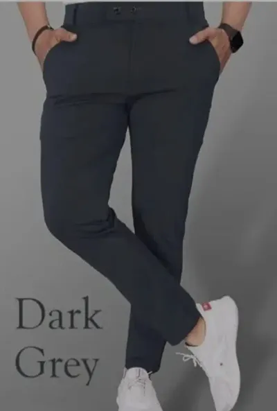 Alluring Spandex Solid Casual Trousers For Men