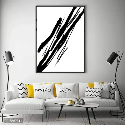 Desi Rang abstract wall art painting black and white, decor living bed room home office, hanging framed line art poster-thumb2