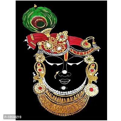 Desi Rang Shrinathji photo with frame, Pichwai Painting, lord Krishna Photo Frame Paintings and Wall Art, Hanging Posters and Decor-thumb0
