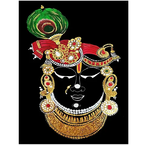 Desi Rang Shrinathji photo with frame, Pichwai Painting, lord Krishna Photo Frame Paintings and Wall Art, Hanging Posters and Decor