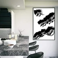 Desi Rang abstract wall art painting black and white, decor living bed room home office, hanging framed line art poster, black soot-thumb3