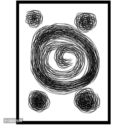 Desi Rang abstract wall art painting black and white, decor living bed room home office, hanging framed line art poster smiling smoke-thumb0