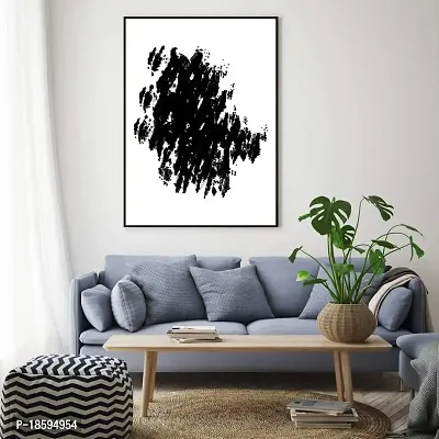 Desi Rang abstract wall art painting black and white, decor living bed room home office, hanging framed line art poster, circle-thumb2