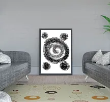 Desi Rang abstract wall art painting black and white, decor living bed room home office, hanging framed line art poster smiling smoke-thumb1
