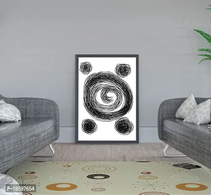 Desi Rang abstract wall art painting black and white, decor living bed room home office, hanging framed line art poster smiling smoke-thumb2