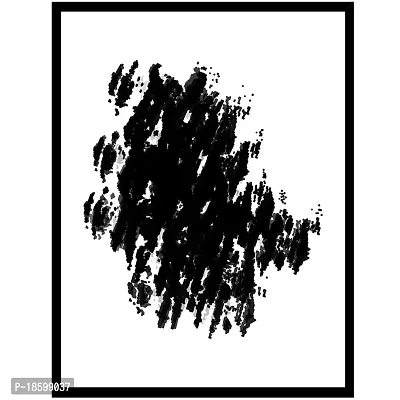 Desi Rang abstract wall art painting black and white, decor living bed room home office, hanging framed line art poster, circle-thumb0