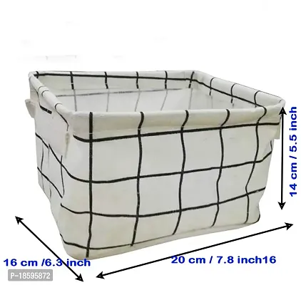 Desi Rang? collapsible storage basket for cosmetics, jewellery, drawers, utility (White)-thumb4