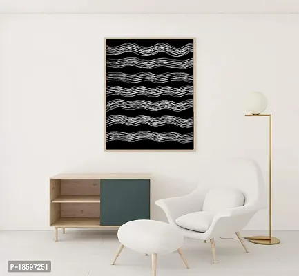 Desi Rang abstract wall art painting black and white, decor living bed room home office, hanging framed line art poster smiling smoke, waves-thumb5