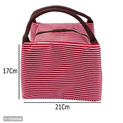 Desi Rang Lunch Box Carry Bag Thermal Insulated Portable for Men Women Kids Office Travel Picnic Food Storage case Tote (Red Stripe)-thumb4