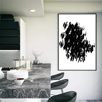 Desi Rang abstract wall art painting black and white, decor living bed room home office, hanging framed line art poster, circle-thumb2