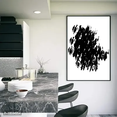 Desi Rang abstract wall art painting black and white, decor living bed room home office, hanging framed line art poster, circle-thumb3