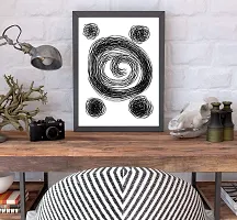 Desi Rang abstract wall art painting black and white, decor living bed room home office, hanging framed line art poster smiling smoke-thumb4