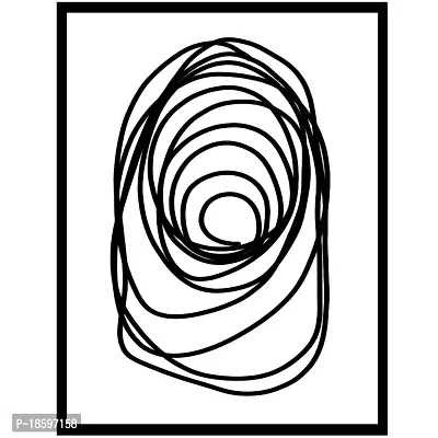 Desi Rang abstract wall art painting black and white, decor living bed room home office, hanging framed line art poster, round