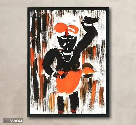 Desi Rang Shrinathji photo with frame, Pichwai Painting, lord Krishna Photo Frame Paintings and Wall Art, Hanging Posters and Decor-thumb0
