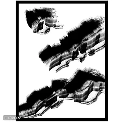 Desi Rang abstract wall art painting black and white, decor living bed room home office, hanging framed line art poster, black soot-thumb0