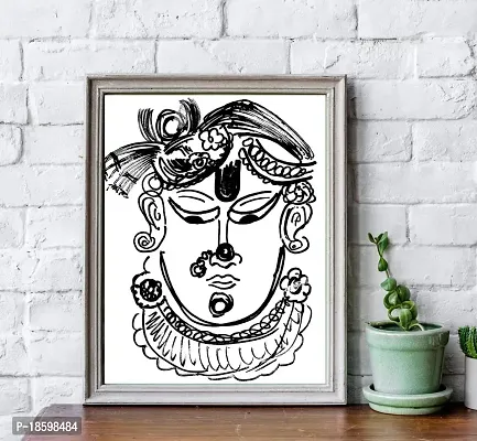 Desi Rang Shrinathji photo with frame, Pichwai Painting, lord Krishna Photo Frame Paintings and Wall Art, Hanging Posters and Decor-thumb3