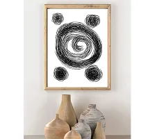 Desi Rang abstract wall art painting black and white, decor living bed room home office, hanging framed line art poster smiling smoke-thumb3