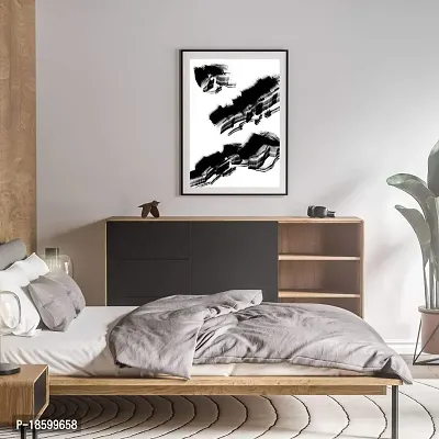 Desi Rang abstract wall art painting black and white, decor living bed room home office, hanging framed line art poster, black soot-thumb5