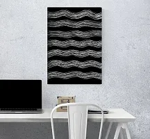Desi Rang abstract wall art painting black and white, decor living bed room home office, hanging framed line art poster smiling smoke, waves-thumb2