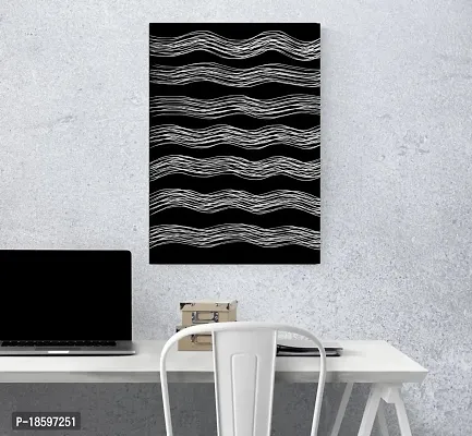 Desi Rang abstract wall art painting black and white, decor living bed room home office, hanging framed line art poster smiling smoke, waves-thumb3