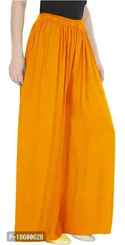 Desi Rang Palazo for Women, Plazo Pant, Daily Bottom Night Wear Palazzo, Regular Lower Leggings Plazzo, Readymade Ethenic Trouser, Home Dress Ladies Girls, Rayon, Colour Gold-thumb3