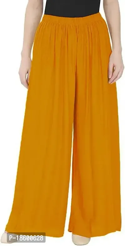 Desi Rang Palazo for Women, Plazo Pant, Daily Bottom Night Wear Palazzo, Regular Lower Leggings Plazzo, Readymade Ethenic Trouser, Home Dress Ladies Girls, Rayon, Colour Gold-thumb0