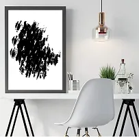Desi Rang abstract wall art painting black and white, decor living bed room home office, hanging framed line art poster, circle-thumb2