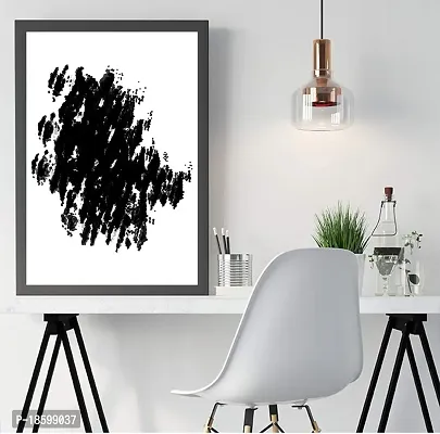 Desi Rang abstract wall art painting black and white, decor living bed room home office, hanging framed line art poster, circle-thumb3