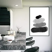 Desi Rang abstract wall art painting black and white, decor living bed room home office, hanging framed line art poster black stone-thumb3