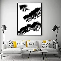 Desi Rang abstract wall art painting black and white, decor living bed room home office, hanging framed line art poster, black soot-thumb1