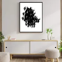 Desi Rang abstract wall art painting black and white, decor living bed room home office, hanging framed line art poster, circle-thumb3