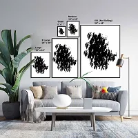 Desi Rang abstract wall art painting black and white, decor living bed room home office, hanging framed line art poster, circle-thumb4