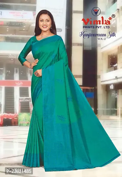 Blue Turquoise and Aquamarine color silk sarees with all over checks and  buties saree design -SILK0001674