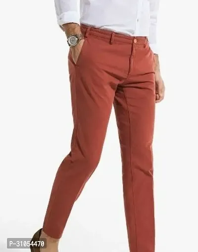 Stylish Orange Unstitched Pant Fabric For Men