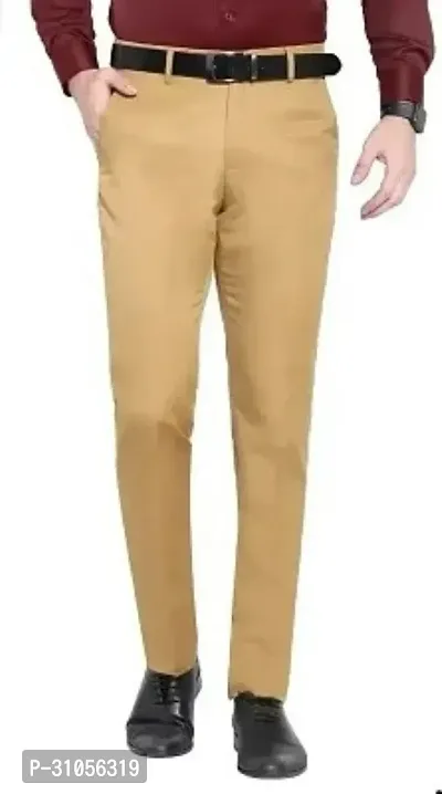 Stylish Khaki Unstitched Pant Fabric For Men-thumb0