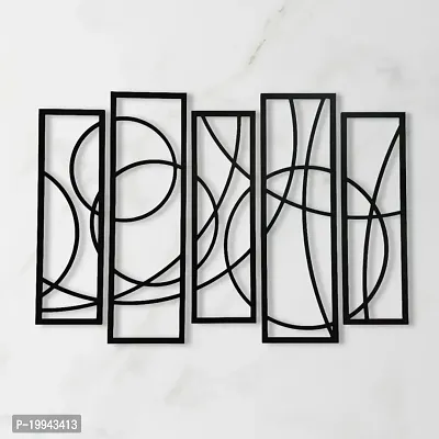 7 Decore Wooden 5 Pieces Unique Wall Art Panel Frame | Wall Hanging Decoration Items for Living Room, Bedroom, Drawing Room, Dining Room, Stairs and Office. (Black) (Big Size Home Decor Item)-thumb0