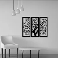 7 Decore Wooden 3 Pieces Tree Wall Art Panel Frame | Wall Hanging Decoration Items for Living Room, Bedroom, Drawing Room, Dining Room, Stairs, and Office. (Black) (Big Size Home Decor Item)-thumb1