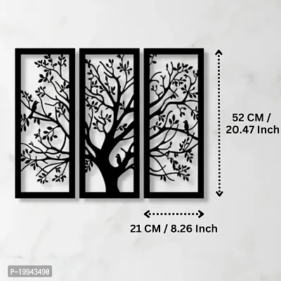 7 Decore Wooden 3 Pieces Tree Wall Art Panel Frame | Wall Hanging Decoration Items for Living Room, Bedroom, Drawing Room, Dining Room, Stairs, and Office. (Black) (Big Size Home Decor Item)-thumb5