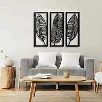 7 Decore Wooden 3 Pieces Leaf Wall Art Panel Frame | Wall Hanging Decoration Items for Living Room, Bedroom, Drawing Room, Dining Room, Stairs, and Office. (Black)-thumb4