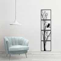 Decore Wooden 4 Pieces Vertical Tree Wall Art Panel Frame | Unique Wall Hanging Decoration Items for Living Room, Bedroom, Drawing Room, Dining Room, Stairs, and Office. (Black) (Big Size)-thumb2