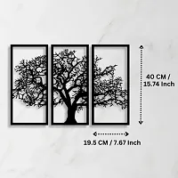 7Decore; Wooden 3 Pieces Tree Wall Art Panel Frame | Wall Hanging Decoration Items for Living Room, Bedroom, Drawing Room, Dining Room, Stairs, and Office. (Black)-thumb1