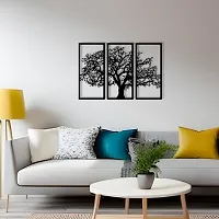 7Decore; Wooden 3 Pieces Tree Wall Art Panel Frame | Wall Hanging Decoration Items for Living Room, Bedroom, Drawing Room, Dining Room, Stairs, and Office. (Black)-thumb2