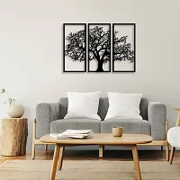 7Decore; Wooden 3 Pieces Tree Wall Art Panel Frame | Wall Hanging Decoration Items for Living Room, Bedroom, Drawing Room, Dining Room, Stairs, and Office. (Black)-thumb4