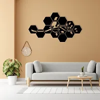 7Decore; Wooden Unique Hexagonal Tree Branch With Bird Wall Art Panel Frame | Wall Hanging Decoration Items for Living Room, Bedroom, Drawing Room, Dining Room, Stairs, and Office. (Black)-thumb4