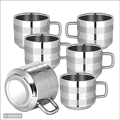 Stainless Steel Double Wall Tea  Coffee Cups 100 Ml - Set of 6-thumb0