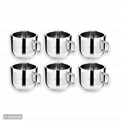 Stainless Steel Double Wall Tea  Coffee Cups 100 Ml - Set of 6-thumb2