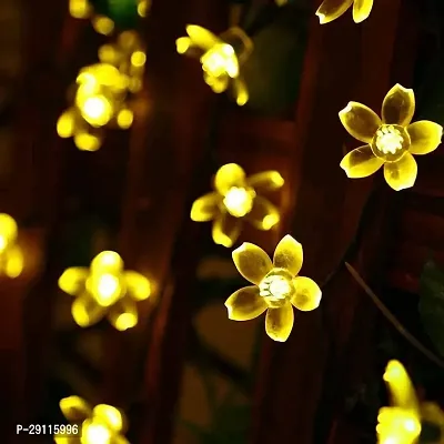 Warm Yellow 16 LED Cherry Silicon Flower String Ferry Light