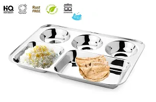 stainless steel bhojan thali dinner plate Compartment Plate  - Set of 12pc Sectioned Plate (Pack of 12)-thumb1